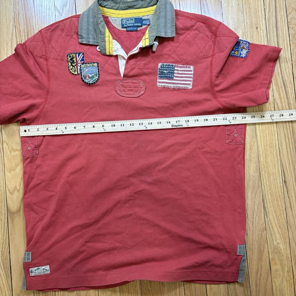 Polo Ralph Lauren XL Mountain Expedition Red Rugby Shirt Patches Flags Outdoor - Picture 5 of 16